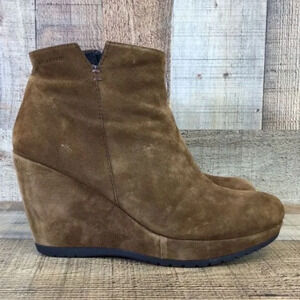 Vagabond Brown Leather Upper Wedge Boots‎ Womens 38 Ankle Booties